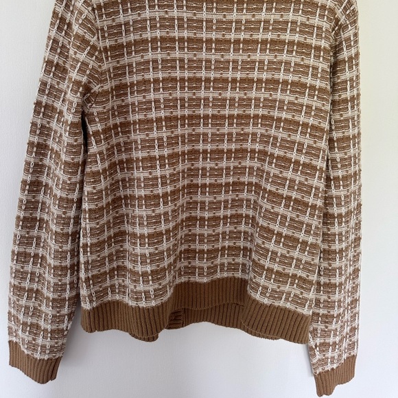 J.Crew Women’s Button-Front Cardigan Sweater Large Brown White Plaid - Picture 10 of 12